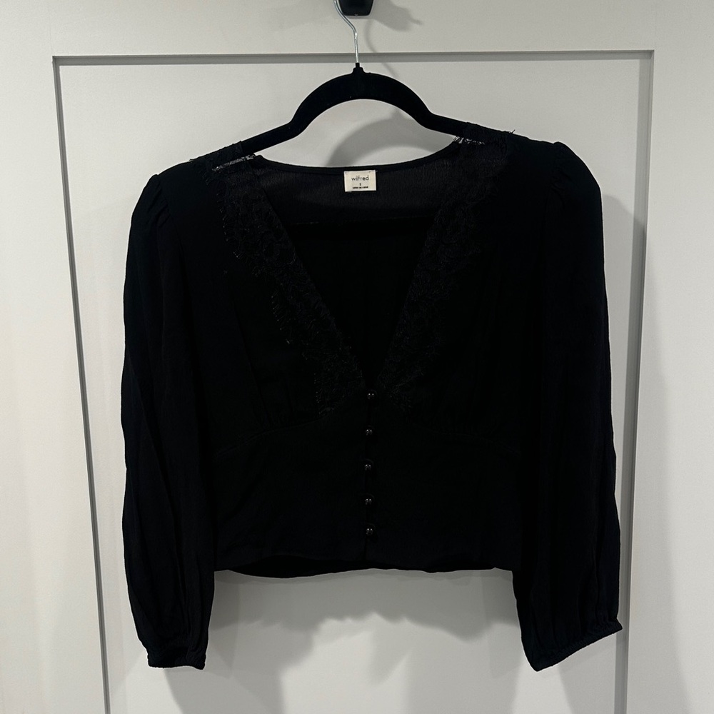 Wilfred Black Lace-Trimmed Blouse - Picture 2 of 2